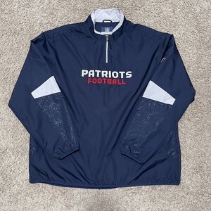 New England Patriots NFL Jacket Men XL Blue Reebok Sideline Lightweight Reflect